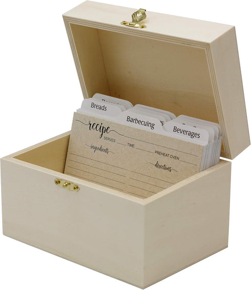 Creative Hobbies® Ready to Decorate Wooden Recipe Box with Hinged Lid and Front Clasp - Make Your Own Gift, Jewelry, Photo Box...