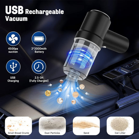 Mini Vacuum Cleaner for Car,2 in 1 Keyboard Vacuum Cleaner Wireless Handheld,Car Vacuum with Brushless Motor High Power 120W Rechargeable Easy to ...