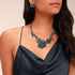 EVER FAITH Bridal Austrian Crystal Jewelry Set, Enamel Rose Flower Leaf Necklace Earrings Bracelet Ring Set for Women...