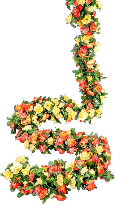 Miracliy 9Pcs 74FT Flower Garland Artificial Rose Arch Vines Fake Spring Floral Garland for Flower Wall Backdrop Wedding Mothers Day Garden Tea Pa...