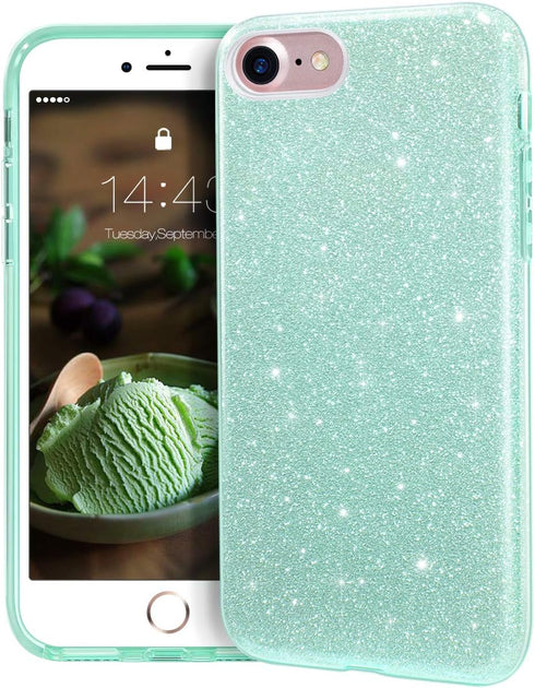 MATEPROX Compatible with iPhone Se 2022 case,iPhone SE 2020 case, iPhone 8 case,iPhone 7 Glitter Bling Sparkle Cute Girls Women Protective Case fo...