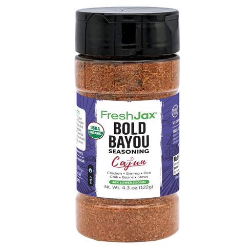 FreshJax Organic Cajun Seasoning (4.3 oz Bottle) | Non GMO, Gluten Free, Keto, Paleo, No Preservatives Bold Bayou Blend - Cajun Spice...