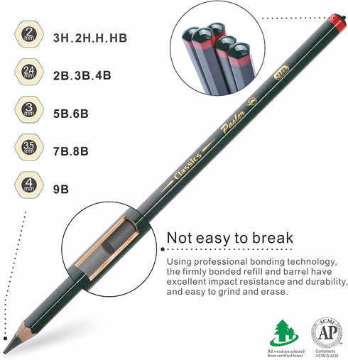 Pasler Professional Graphic Sketching Drawing Pencils 12 Count (2H)...