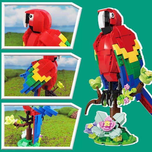 Parrot Flower Building Block Toy - 3 in 1 Transforming Toy with Bird/Deer/Fish, 276PCS Birds of Paradise, Building Block Toy for 8+ Kids & Adults(...