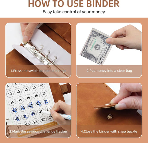 100 Envelopes Money Saving Challenge Binder, A5 Budget Binder with Envelopes and Challenge Tracker, 2024 New Savings Challenges Planner Book to Sa...