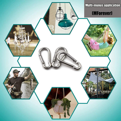 MFOREVER Spring Snap Hook 304 Stainless Steel Carabiner Camping Hiking Traveling Fishing...