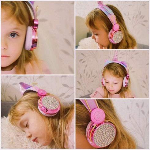 Unicorn Kids Headphones for Girls Children Teens, Wired Headphones for Kids with Adjustable Headband, 3.5mm Jack and Over On Ear Headset w/Mic for...