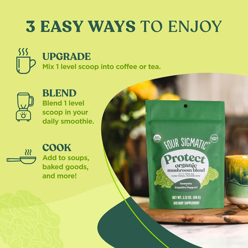 Mushroom Blend Defend Mix by Four Sigmatic | Organic Mushroom Powder Complex with Lion’s Mane, Cordyceps, Chaga, Reishi and More | Natural Immune ...
