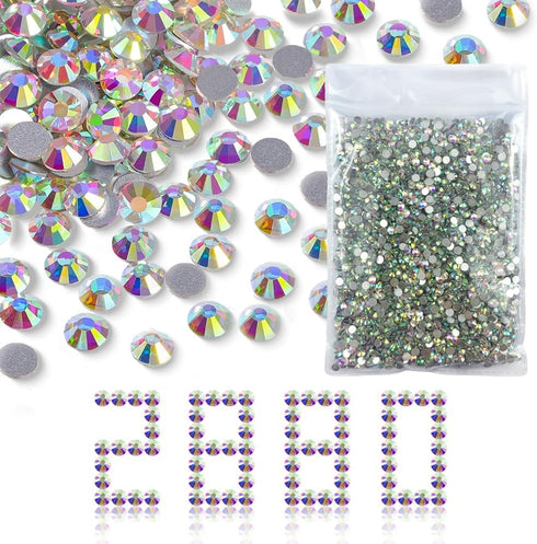 Flatback Glass Crystals Rhinestones for Nails AB Gems Stones Beads Nail Art Rhinestones for Decoration Accessories Crafts Eye Makeup Clothes Shoes...