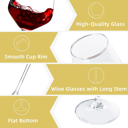 Long Stem Wine Glasses Set of 8, 12oz Clear Red/White for Party, Wedding and Home......