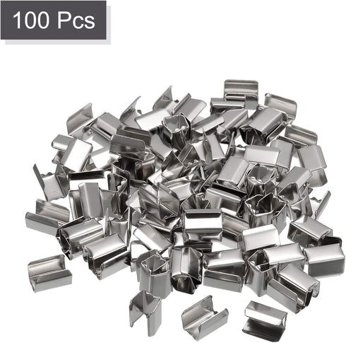 uxcell Fold Over Crimp Caps, 100Pcs 15 x 9mm Ribbon End Clasp Tips Clamp Cord Ends for Jewelry DIY Craft Making, White Nickel...