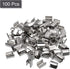 uxcell Fold Over Crimp Caps, 100Pcs 15 x 9mm Ribbon End Clasp Tips Clamp Cord Ends for Jewelry DIY Craft Making, White Nickel...