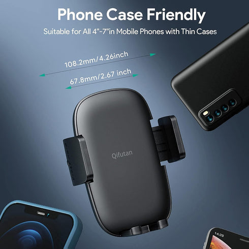 Qifutan Cell Phone Holder for Car Phone Mount Long Arm Dashboard Windshield Car Phone Holder Anti-Shake Stabilizer Phone Car Holder Compatible wit...