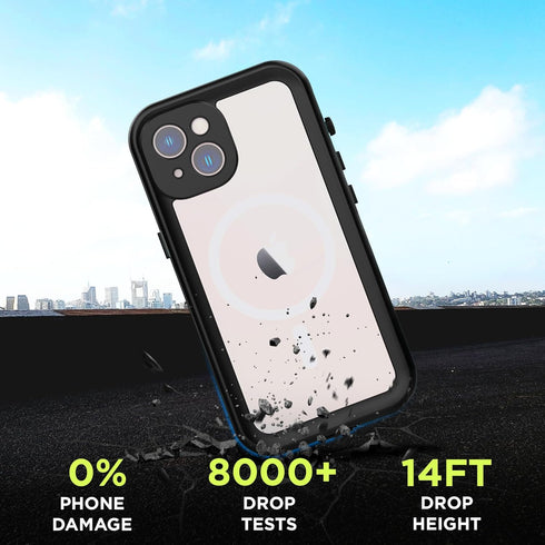 iPhone 14 Waterproof Case -Full Body Protection, Built-in scratch resistant & anti-fingerprint Screen Protector, Wireless Charging, Dust,Drop,Snow...