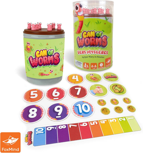 FoxMind Can of Worms Quick Math Game, On The Go Educational Preschool Game for Kids, 15 Minute Worm Toy Kids Board Games, Family Games and More...
