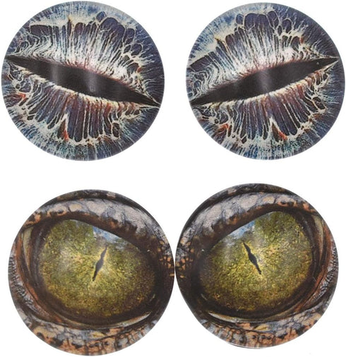 10 Pairs 35mm Glow in The Dark Glass Dinosaur Eyes Round Dome Glass Cabochons Flatback for DIY Craft Clay Animal Lizard Eyes...