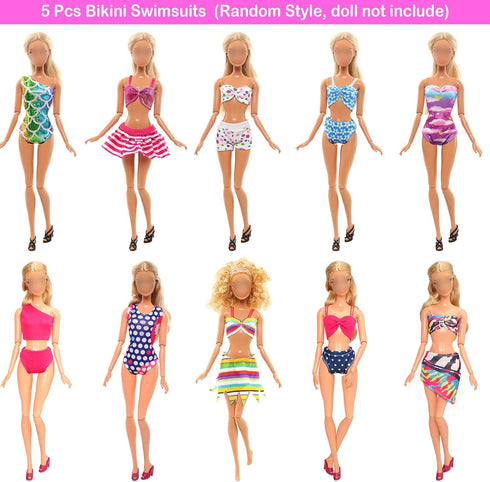BARWA 10 Sets Doll Clothes Including 5 Bikini Swimsuits 5 Outfit Tops and Pants with 10 Shoes for 11.5 inch Dolls...