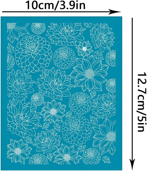 OLYCRAFT 4x5 Inch Dahlias Clay Stencils Dahlias Flower Silk Screen for Polymer Clay Floral Silk Screen Stencils Mesh Transfer Stencils Mesh Stenci...
