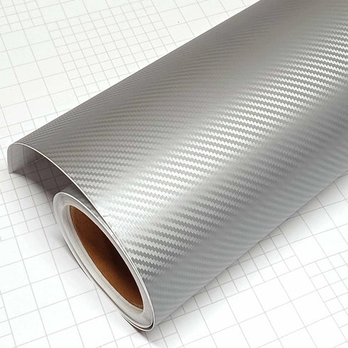 DIYAH 3D Silver Carbon Fiber Film Twill Weave Vinyl Sheet Roll Wrap DIY Decals 12" X 60" (1FT X 5FT)...