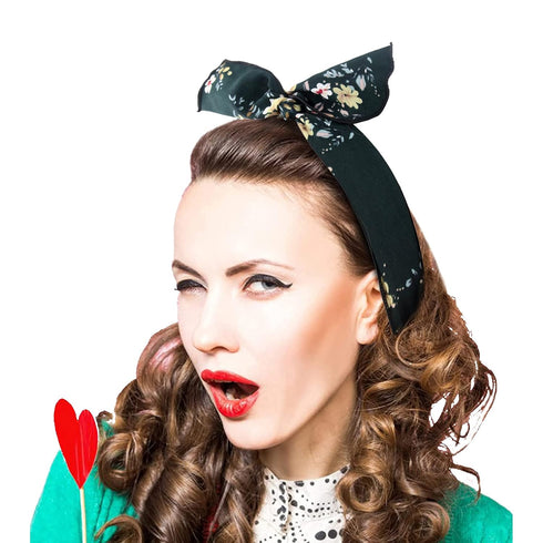 Twist Bow Wire Headbands Head Wrap Retro Bowknot Polka Dot Lattice Design Rabbit ear Wired Hairbands Hair Holder Hair Accessory for Women and Girl...
