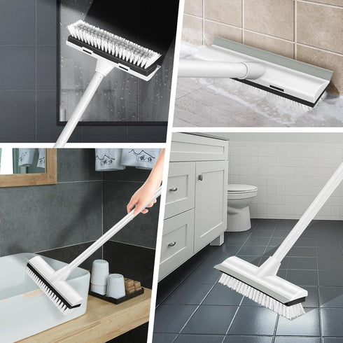 SetSail Floor Scrub Brush with Long Adjustable Handle Heavy-Duty Stiff Bristles Floor Scrubber 2-in-1 Deck Grout Brush for Cleaning Shower Bathroo...