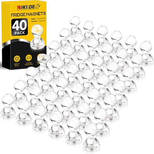 MIKEDE Fridge Magnets, 40 PCS Small Strong Magnets White Refrigerator Magnets, Transparent Whiteboard Magnets Neodymium for Office, Classroom, Kit...