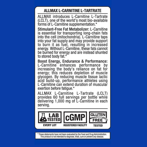 ALLMAX Nutrition L-Carnitine + Tartrate, 120 Capsules...