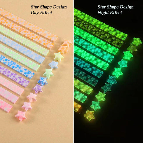 840 Sheets Luminous Origami Stars Papers Strips Lucky Star Paper Strips Glow in The Dark Origami Paper Star Folding Paper Strips DIY Handmade Craf...