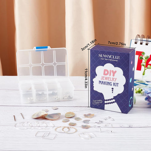 SUNNYCLUE 1 Box DIY 10 Pairs Natural Shell Earrings Making Kit Include Flower Oval Rhombus Shell Charms Pendants & Metal Hollow Links Jewelry Acce...