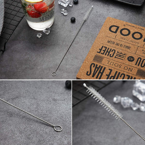 18 Piece Silver Stainless Steel Straws, 8.5 '' Reusable Drinking Straws,with Portable pouch (8 Straight/8 Bent/2 Brushes)...