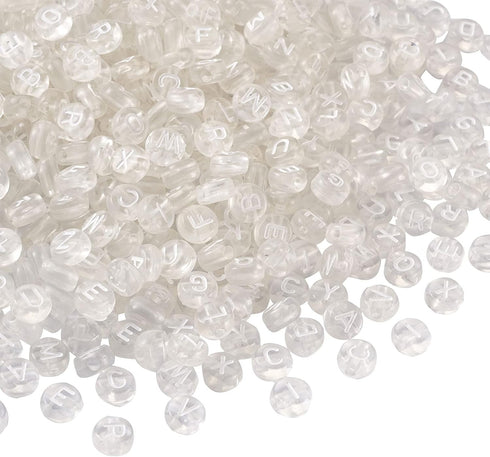 FASHEWELRY 370Pcs Acrylic Flat Round Letter Beads 7x4mm Transparent Alphabet A-Z Spacer Beads for DIY Necklace Bracelet Jewelry Making (Clear)...