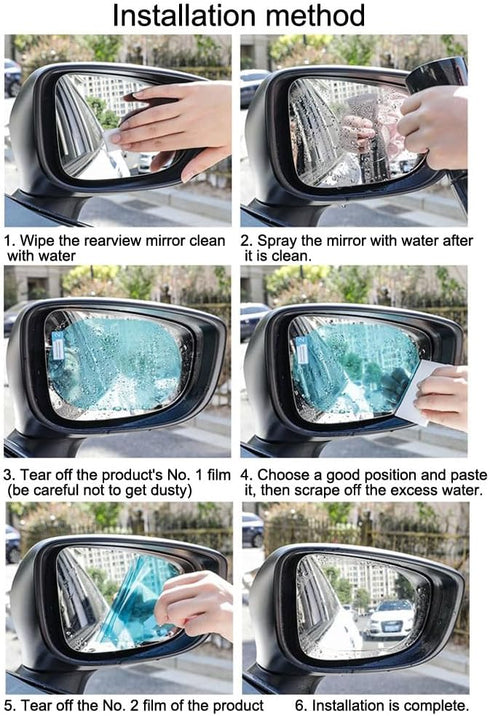 Car Rearview Mirror Film, 5.9"x3.9"HD Nano Waterproof Rainproof Transparent Protective Sticker, Universal Car Windows, Rearview Mirrors, Protectiv...