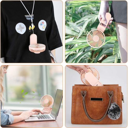 TriPole Mini Handheld Fan USB Portable Fans Rechargeable Battery Operated Foldable Desk Fan 3 Speed Hanging Personal Fan for Home Office Indoor Us...