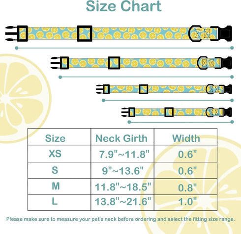 Faygarsle Cute Dog Collar for Girls Boy Dogs Soft Fancy Pet Collar with Lemon Design Ideal Yellow Green Summer Dog Collar for Small Medium Large D...