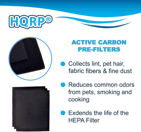HQRP 6-Pack Carbon Filters Compatible with Hamilton Beach 04922 Replacement fits TrueAir 04160, 04161 models, fits 04912 HEPA Filter...