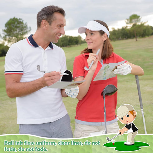 12 Pcs Golf Ballpoint Pen and 12 Pads Golf Sticky Notes Set Cool Golf Party Favors Mini Decorative Golf Pens Funny Sports Golfing Club Props Black...
