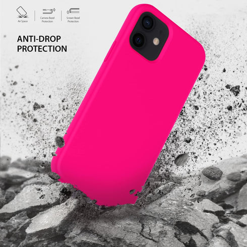 ZUSLAB Nano Silicone Case Compatible with Apple iPhone 12 Mini 2020, Liquid Silicone Rubber Shockproof Soft Full Protection Cover - Neon Pink...