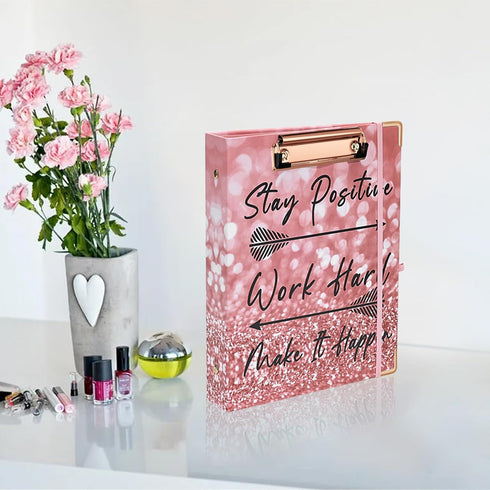 Small A5 Binder 3 Ring 1 Inch for 5.5" x 8.5" Paper with 5-Tab Dividers, Mini Binders for School Office Supplies and Home, Stay Positive...