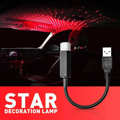 Mini Led Star Projector Night Light, Red Interior Car Lights, Adjustable USB Night Light, Romantic Auto Roof Ceiling Lamp for Bedroom, Ceiling and...