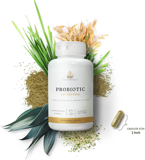 VitaTradingCo. Probiotic Gut Defense | Probiotics and Prebiotics for Gut Health & Digestion | 1 Billion CFU with Whole Food Base | 90 Capsules...