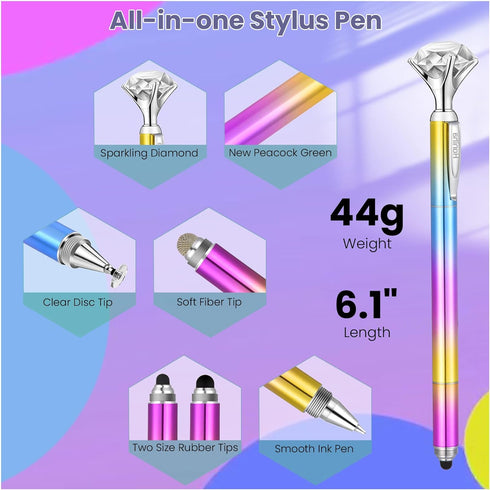 Stylus Pen, Big Diamond Multi-Tips Stylus Pens for Touch Screens Capacitive Stylus Universal Stylist Pen for for iPad iPhone and All Other Tablets...