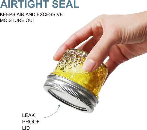 CycleMore 40 Pcs 4oz Clear Glass Mini Mason Jars With Silver Separable Lids and Diamond appearance, Small Spice Canning Jars for Honey, Jam, Jelly...