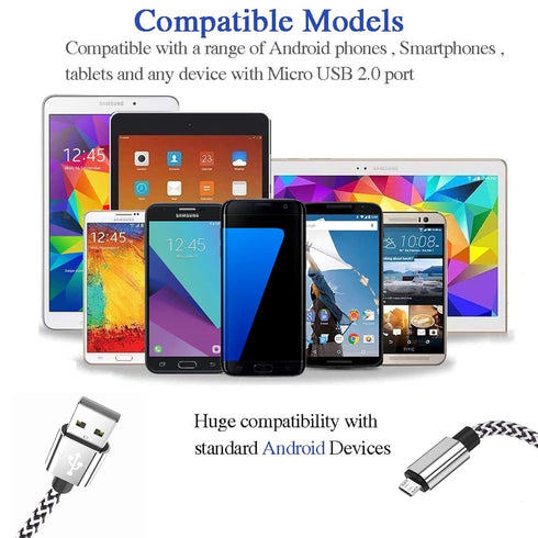 Micro USB Android Cable, KSun.Y (2 Pack 3FT) Fast Charging Cord Micro USB 2.0 Connector Braid Compatible with Samsung Galaxy, Motorola More (2 Pac...