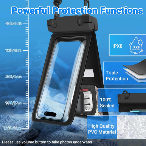 Waterproof Phone Pouch, IPX8 Double Space Cell Phone Case for iPhone 15 14 13 Pro Max Plus Samsung Galaxy S23 S22 Ultra, Detachable Lanyard, Cruis...