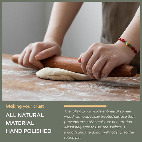 Muso Wood Sapele Wooden French Rolling Pin for Baking, Tapered Roller for Fondant, Pie Crust, Cookie, Pastry (French 15-3/4inch)...