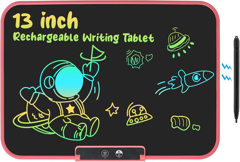 LCD Writing Tablet for Kids 13 Inch,Rechargeable Colorful Drawing Writing Board,Reusable Doodle Pad Electronic Drawing Tablet,Educational and Lear...