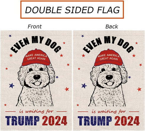 GAGEC Golden Doodle Garden Flag Even My Dog Is Waiting For Trump 2024 Vertical Burlap Double Sided Dog Outdoor Decor Yard Lawn Home Decoration 12....