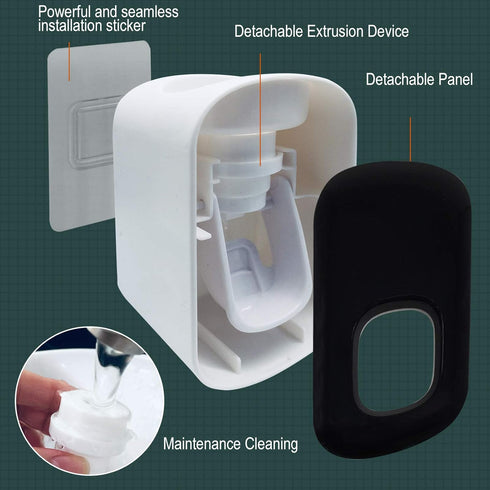 Toothpaste Dispenser,Automatic Toothpaste Squeezer Fit for Kids and Adults,Hands Free Wall Mounted Toothpaste Holder With Self-stick Sticker,Punch...