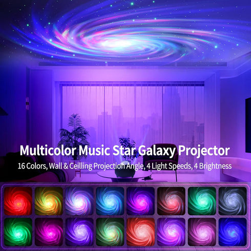 Starlight Projector, Space Projector for Bedroom with Barred Spiral Galaxy Built-in Bluetooth, Space Projector with Timer, Gifts for Christmas, Bi...