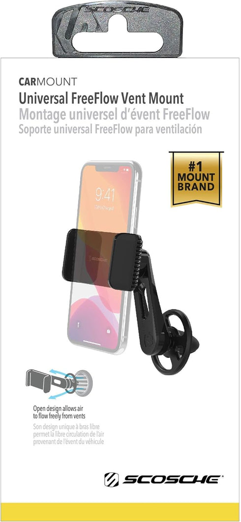 Scosche VP2M-SP Universal Freeflow Vent/Dash Mount Cell Phone Holder, 2-in-1 Portable, Adjustable 360 Mobile Device Mount, Vent Clips & Quick Grip...